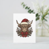 Kerstmis Hoogland Koe Oude Gravure Design_1 Briefkaart (Staand voorkant)