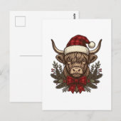 Kerstmis Hoogland Koe Oude Gravure Design_1 Briefkaart (Voorkant / Achterkant)