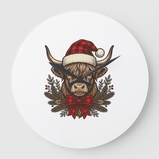 Kerstmis Hoogland Koe Oude Gravure Design_1 Grote Klok (Voorkant)