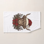 Kerstmis Hoogland Koe Oude Gravure Design_1 Handdoek (Handdoek)