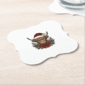 Kerstmis Hoogland Koe Oude Gravure Design_1 Kartonnen Onderzetters (Gekanteld)