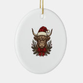 Kerstmis Hoogland Koe Oude Gravure Design_1 Keramisch Ornament (Rechts)