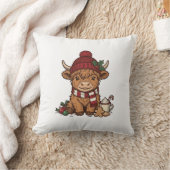 Kerstmis Hoogland Koe Oude Gravure Design_1 Kussen (Deken)