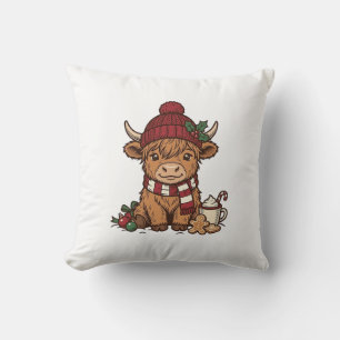 Kerstmis Hoogland Koe Oude Gravure Design_1 Kussen