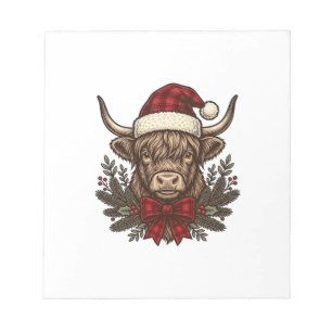 Kerstmis Hoogland Koe Oude Gravure Design_1 Notitieblok