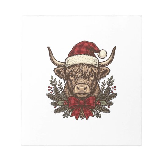 Kerstmis Hoogland Koe Oude Gravure Design_1 Notitieblok (Voorkant)