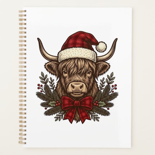 Kerstmis Hoogland Koe Oude Gravure Design_1 Planner (Voorkant)