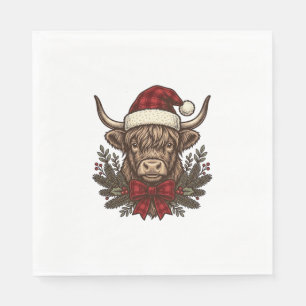 Kerstmis Hoogland Koe Oude Gravure Design_1 Servet