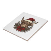 Kerstmis Hoogland Koe Oude Gravure Design_1 Tegeltje (Zijkant)