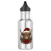 Kerstmis Hoogland Koe Oude Gravure Design_1 Waterfles (Links)