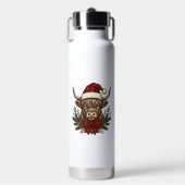 Kerstmis Hoogland Koe Oude Gravure Design_1 Waterfles (Voorkant)