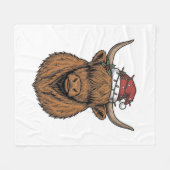 Kerstmis Hoogland Koe Oude Gravure Kerstman Hoed Fleece Deken (Voorkant (Horizontaal))