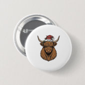 Kerstmis Hoogland Koe Oude Gravure Kerstman Hoed Ronde Button 5,7 Cm (Voorkant /achterkant)