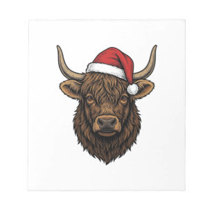 Kerstmis Hoogland Koe Santa Hoed Shirt_1 Notitieblok