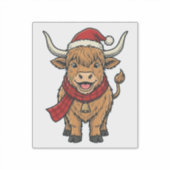 Kerstmis Hoogland Koe Santa Hoed Vector_1 Sticker (Voorkant)