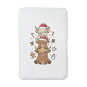 Kerstmis Hoogland Koe Stapel Vintage Gravure Des Badmat (Voorkant Verticaal)