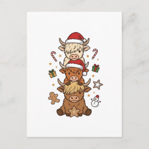 Kerstmis Hoogland Koe Stapel Vintage Gravure Des Briefkaart