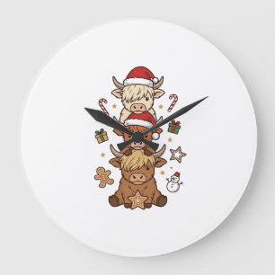 Kerstmis Hoogland Koe Stapel Vintage Gravure Des Grote Klok