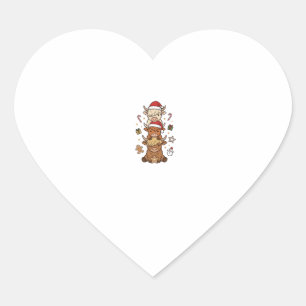 Kerstmis Hoogland Koe Stapel Vintage Gravure Des Hart Sticker