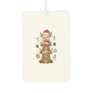 Kerstmis Hoogland Koe Stapel Vintage Gravure Des Luchtverfrisser
