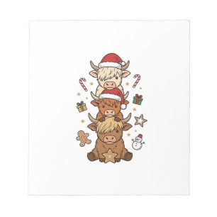 Kerstmis Hoogland Koe Stapel Vintage Gravure Des Notitieblok