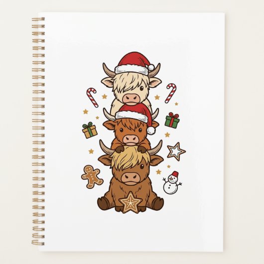 Kerstmis Hoogland Koe Stapel Vintage Gravure Des Planner (Voorkant)