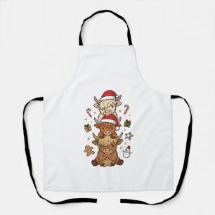 Kerstmis Hoogland Koe Stapel Vintage Gravure Des Schort
