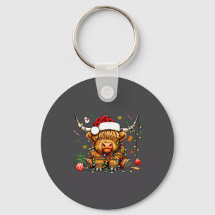 Kerstmis Hoogland Koe Xmas Kerstman Hoed Wollen Bo Sleutelhanger