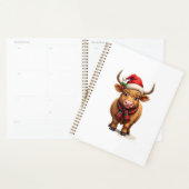 Kerstmis hooglandrund in kerstmuts en -sjaal planner (Display)