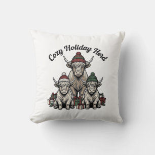 Kerstmis Hooglandrund Vintage Vakantie Kudde Kunst Kussen