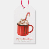 Kerstmis Hot Cacao & Candy Cane Cadeaulabel (Voorkant)