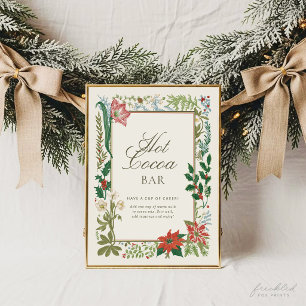 Kerstmis Hot Cocoa Bar bord met vintage botanische Poster
