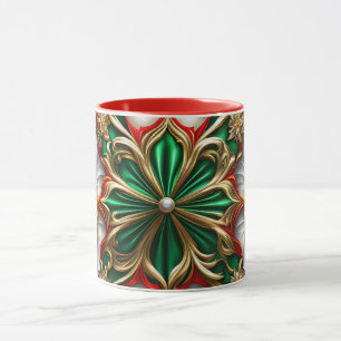 KERSTMIS ~ HOT CRAZY 3D ~ Rood, Groen en Goud ~ Mok