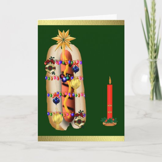 Kerstmis Hotdog Feestdagen Kaart (Voorkant)
