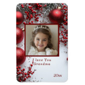 Kerstmis hou ik van jou oma  Rode ornamenten Magneet (Verticaal)