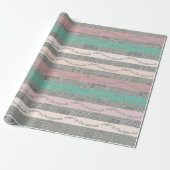 Kerstmis Houndstooth Patroon, Strepen Cadeaupapier (Uitgerold)