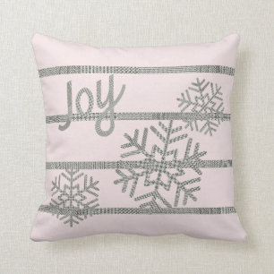 Kerstmis Houndstooth Sneeuwvlokken Op Blush Kussen