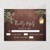 Kerstmis Hout Pine Winter Bruiloft RSVP Briefkaart (Voorkant)