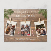Kerstmis Hout Roestige Touw Foto Collage Feestdagenkaart (Voorkant)