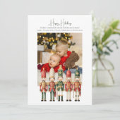 Kerstmis Houten Soldaten Fotosjabloon Feestdagenkaart (Staand voorkant)
