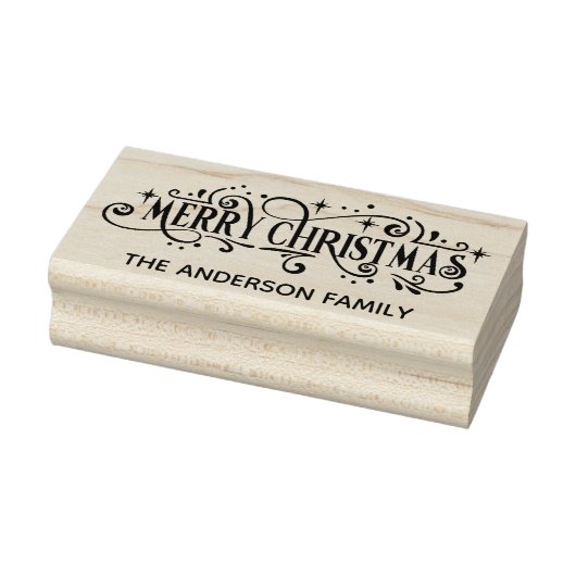 Kerstmis houten stempel met persoonlijke tekst (Stempel)