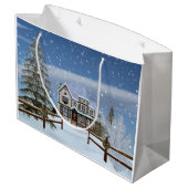 Kerstmis, Huis in Snowy Winter Scene Large Cadeautasje (Achterkant Gekanteld)