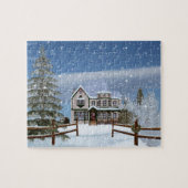 Kerstmis, Huis in Snowy Winter Scene Legpuzzel (Horizontaal)