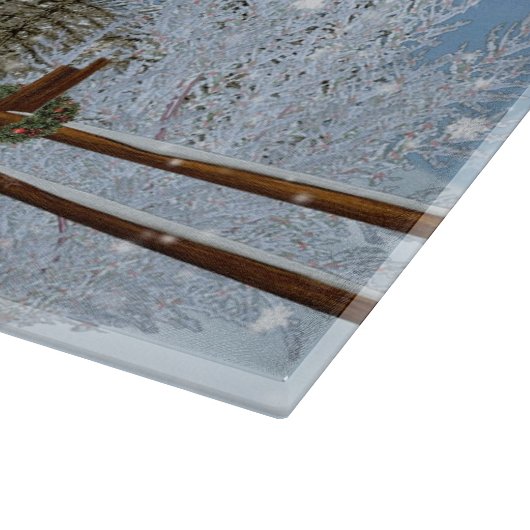 Kerstmis, Huis in Snowy Winter Scene Snijplank (Hoek)