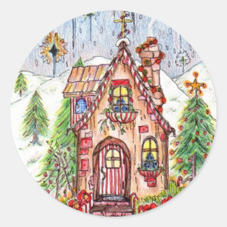 Kerstmis huis stickers lg 3"