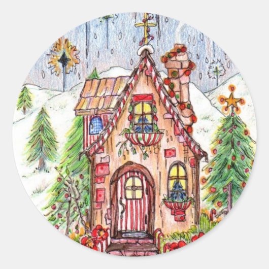 Kerstmis huis stickers lg 3" (Voorkant)
