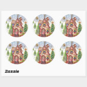 Kerstmis huis stickers lg 3" (Vel)
