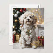 Kerstmis. Huisdier. Mopshond.  Briefkaart (Voorkant / Achterkant)