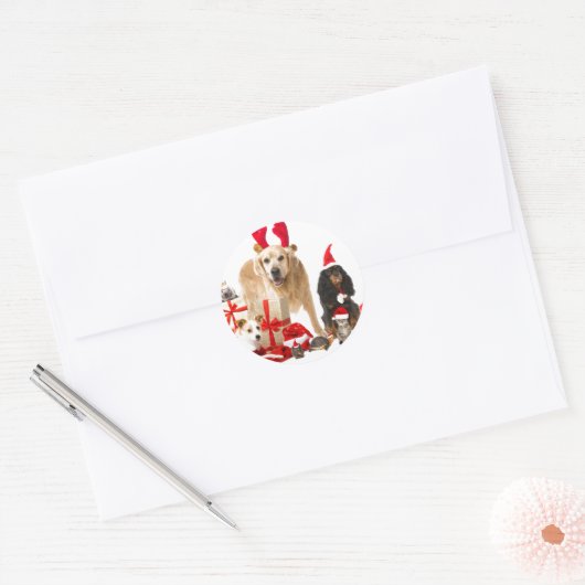 KERSTMIS HUISDIEREN STICKER (Envelop)