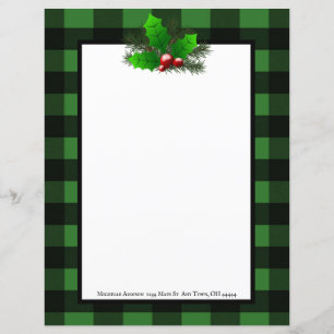 Kerstmis Hulst Buffalo Plaid Persoonlijk Papier